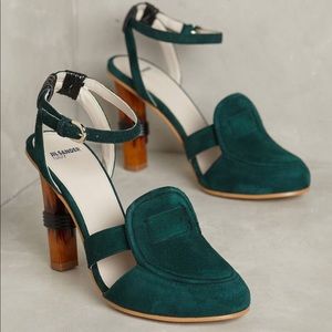 Anthropologie Jil Sander Green Suede Heels